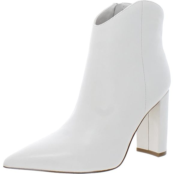 Marc Fisher Shoes - Marc Fisher Womens Lezari2 Leather Pointed Toe Ankle Boots Ivory 10 Medium (B,M)